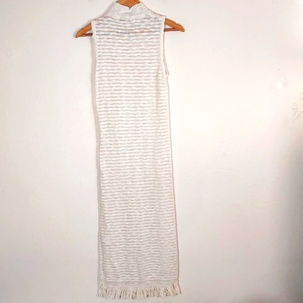 Anthropologie Callahan Acadia Knit Boho Dress Mock Neck Cream Size Small